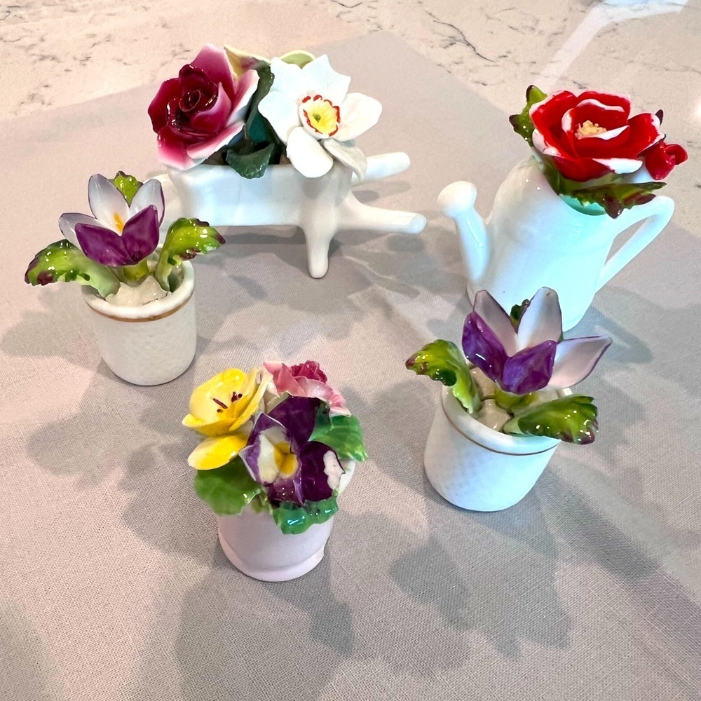 Miniature bone China miniature flower figurines